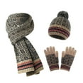 thumbnail image 2 of Eoperou Women Winter Beanie Hat Long Scarf Touchscreen Gloves Set with Fleece Lined Jacquard Warm Knitted Hat with Plush Ball, 2 of 8