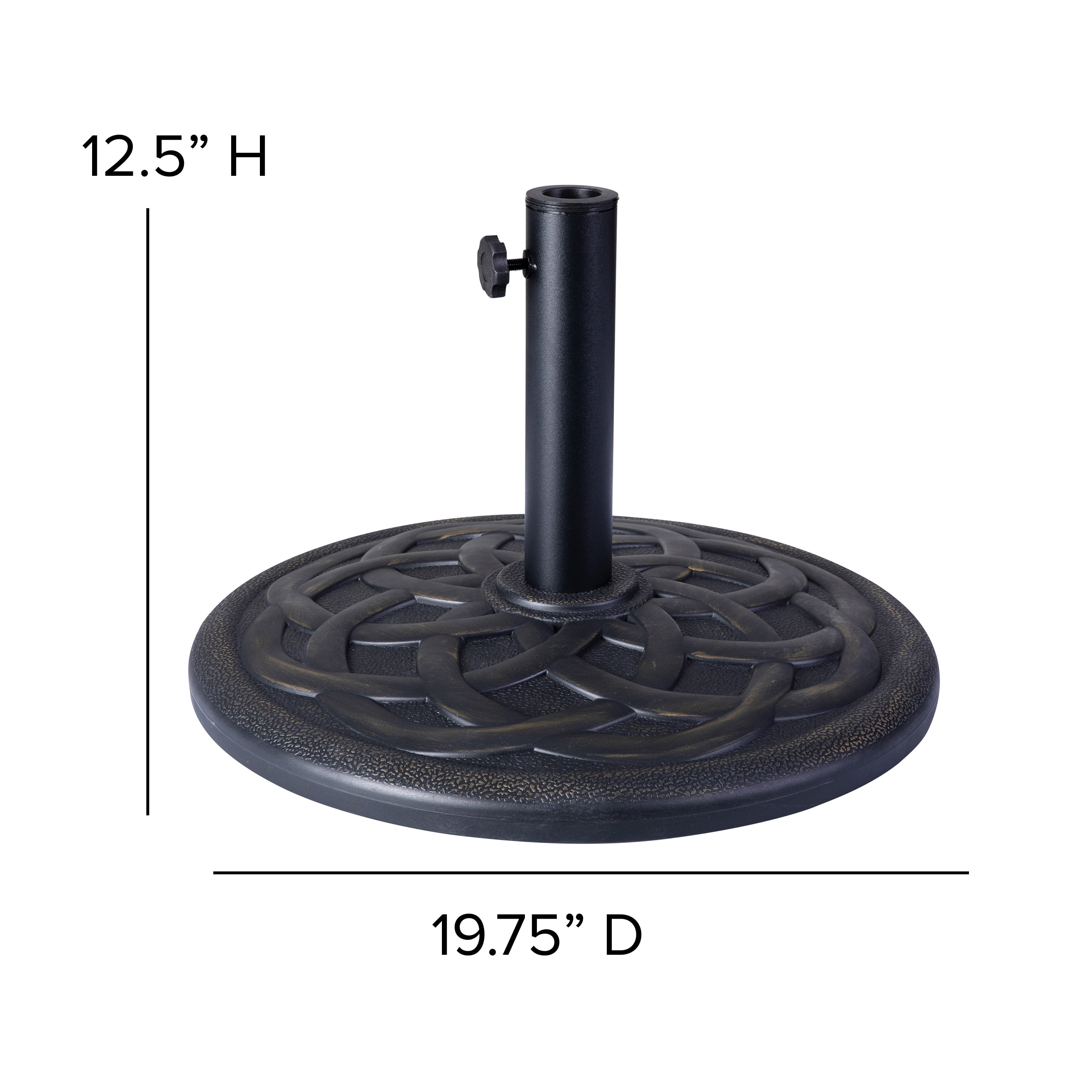 Emma + Oliver 19.25" Diameter Universal Bronze Cement Patio Umbrella Base with Weatherproof Plastic Polymer Coating