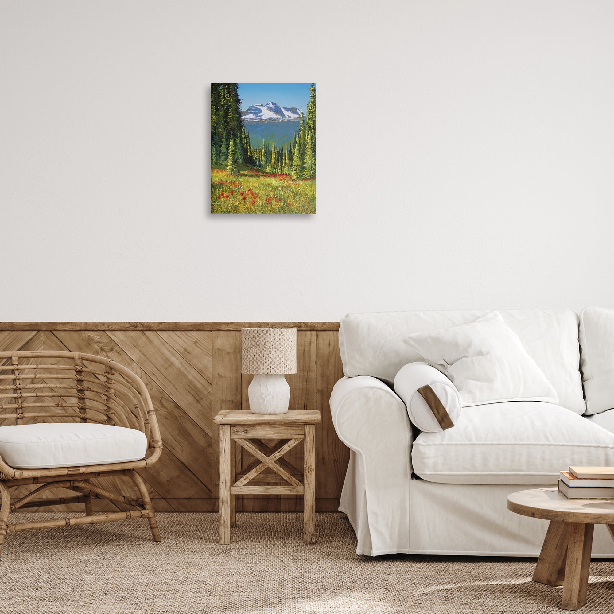 Stupell Industries Alpine Valley Meadow Landscape & Nature Painting Wrapped Canvas Art Print Wall Art, 16 x 20