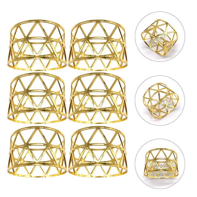 Luxshiny 6Ud De Servilleta Decorativos Huecos Para Fiestas De Metal Dorado Y Resistente
