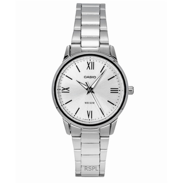 Casio Reloj Analógico de Cuarzo con Esfera Plateada de Acero Inoxidable LTP-1303DD-7AV para Mujer
