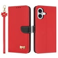 thumbnail image 2 of Crossbody Wallet Case for iPhone 16, Magnetic Closure Shoulder Strap & Wrist Strap PU Leather Flip Stand Case with Card Holder RFID Blocking Cash Purse Phone Cover for Women,Red, 2 of 12