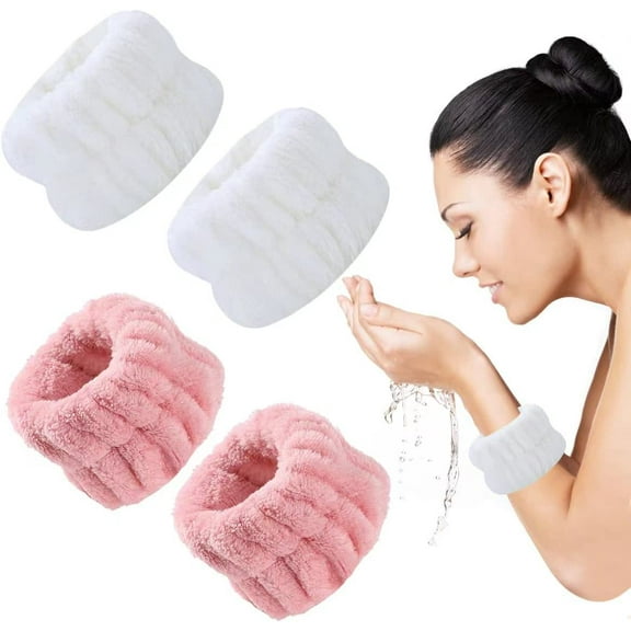 Wrist Towels for Washing Face and Skincare Spa, Microfiber Flannel Wrist Washband, Face Washing Wristbands for Women Girls, Prevent Water Running Down Your Arms