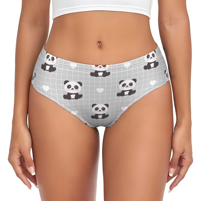 Balery Panda Bear Ropa Interior de Algodón para Mujer con Dibujo – Braguitas Cómodas y Elásticas, Estilo Clásico-Small