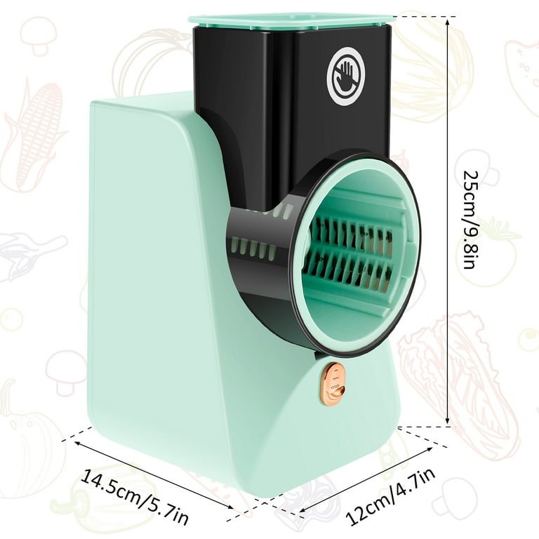 Ametoys Electric Cheese Grater Shredder Type-C Charging One- Control  Cordless Rotary Automatic Electric Slicer Shredder with 3 Free Attachments  for Vegetables Cheeses Carrots 