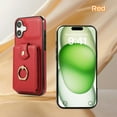 thumbnail image 6 of For iPhone 16 Plus Wallet Case, Multiple Cards Holder Crossbody Shoulder Strap Ring Holder Kickstand Premium PU Leather Shockproof Lightweight Phone Case for Apple iPhone 16 Plus, Red, 6 of 10