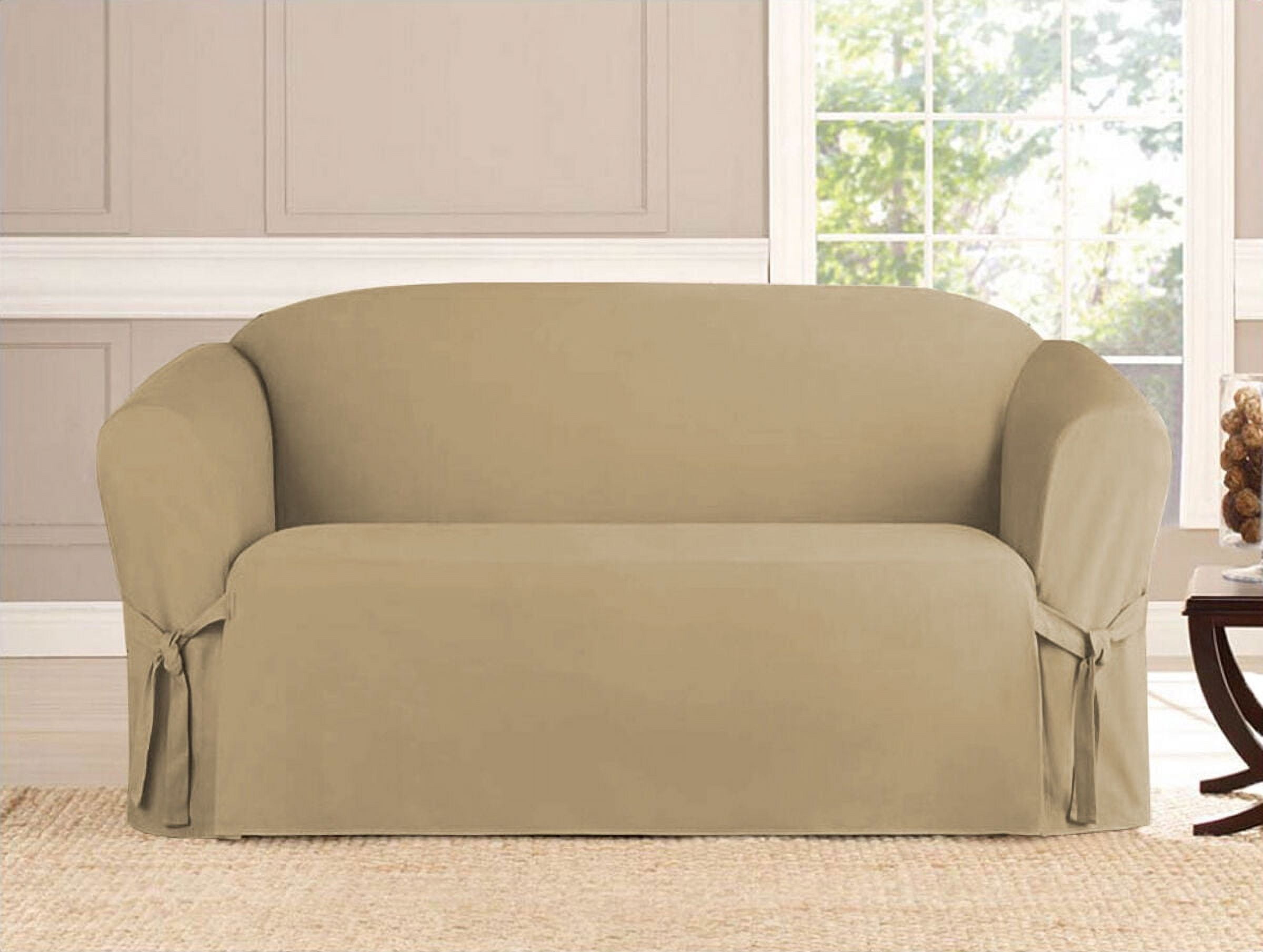 Kashi Micro-Suede Slipcover Sofa Loveseat Chair Furniture Cover (Sofa, Taupe)