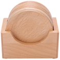 thumbnail image 5 of 2x posavasos de madera para taza de café, almohadilla aislante redonda de haya, madera maciza, 5 of 5