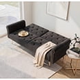 thumbnail image 3 of Leumius 70" Loveseat Sofa,Convertible Futon Sofa Bed Velvet Sleeper Sofa Bed with Throw Pillow & Gold Metal Legs,2-Seat Loveseat for Living Room,Bedroom,Office,Black, 3 of 8