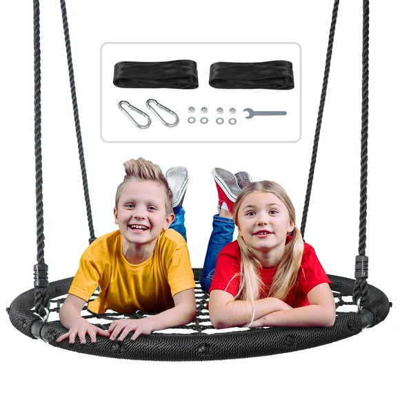 SUPER DEAL Largest 48" Spider Web Swing Set for Tree 700lbs Extra Large Platform Net Swing 71inch Adjustable Hanging Ropes - Attaches to Trees or Existing Swing Frame for Multiple Kids or Ad