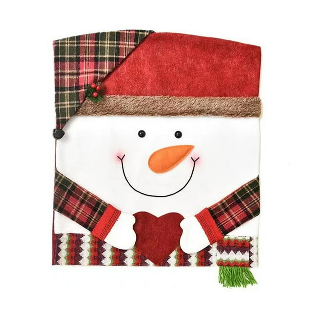 Cateissary Funda para silla de Navidad en 3D, dibujos animados de Papá Noel, alce, suministros para arreglos de sala de estar, funda protectora para Kits de decoración para fiestas Muñeco de nieve Cateissary HA069385-02