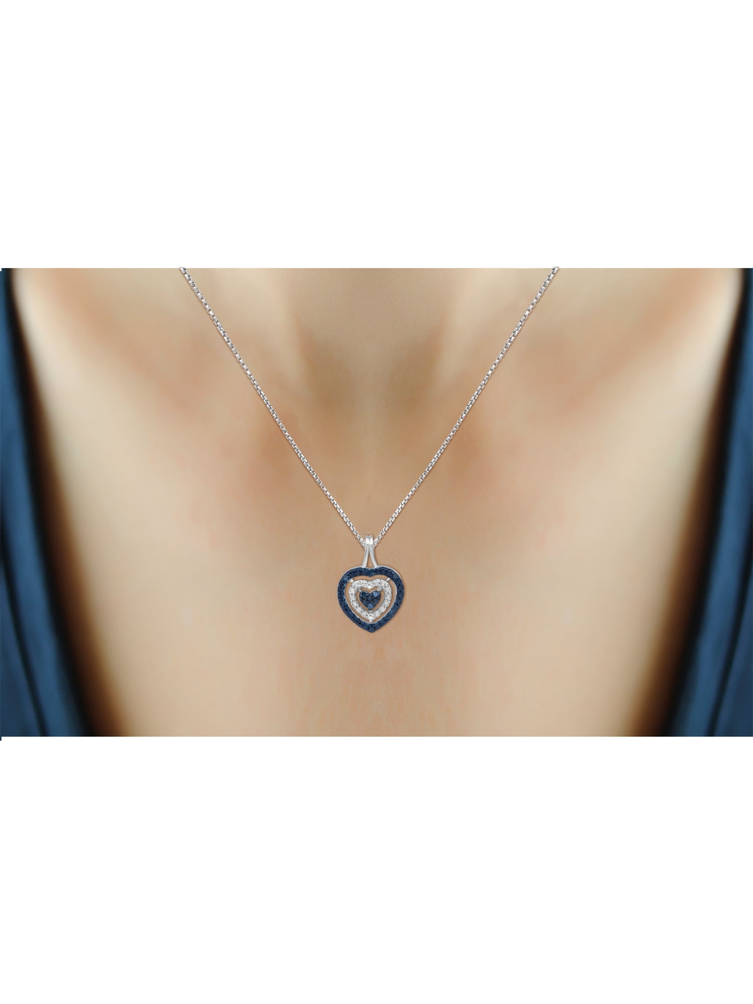 JewelersClub 1/10 Carat T.W. Blue And White Diamond Sterling Silver 3-Piece Heart Jewelry Set