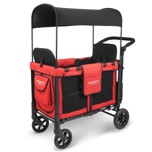 WonderFold MultiPurpose 2Passenger Twin Stroller Wagon Red