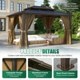 thumbnail image 2 of Clouddwell 10'x13' Hardtop Gazebo - Polycarbonate Double Roof with Netting & Curtains for Patio, Garden Sun Protection,Browm, 2 of 5