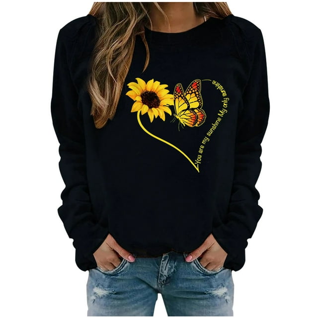 Winter Womens Casual Long Sleeve Tops Ladies Print Sweatshirt Blouse Tee Sweater
