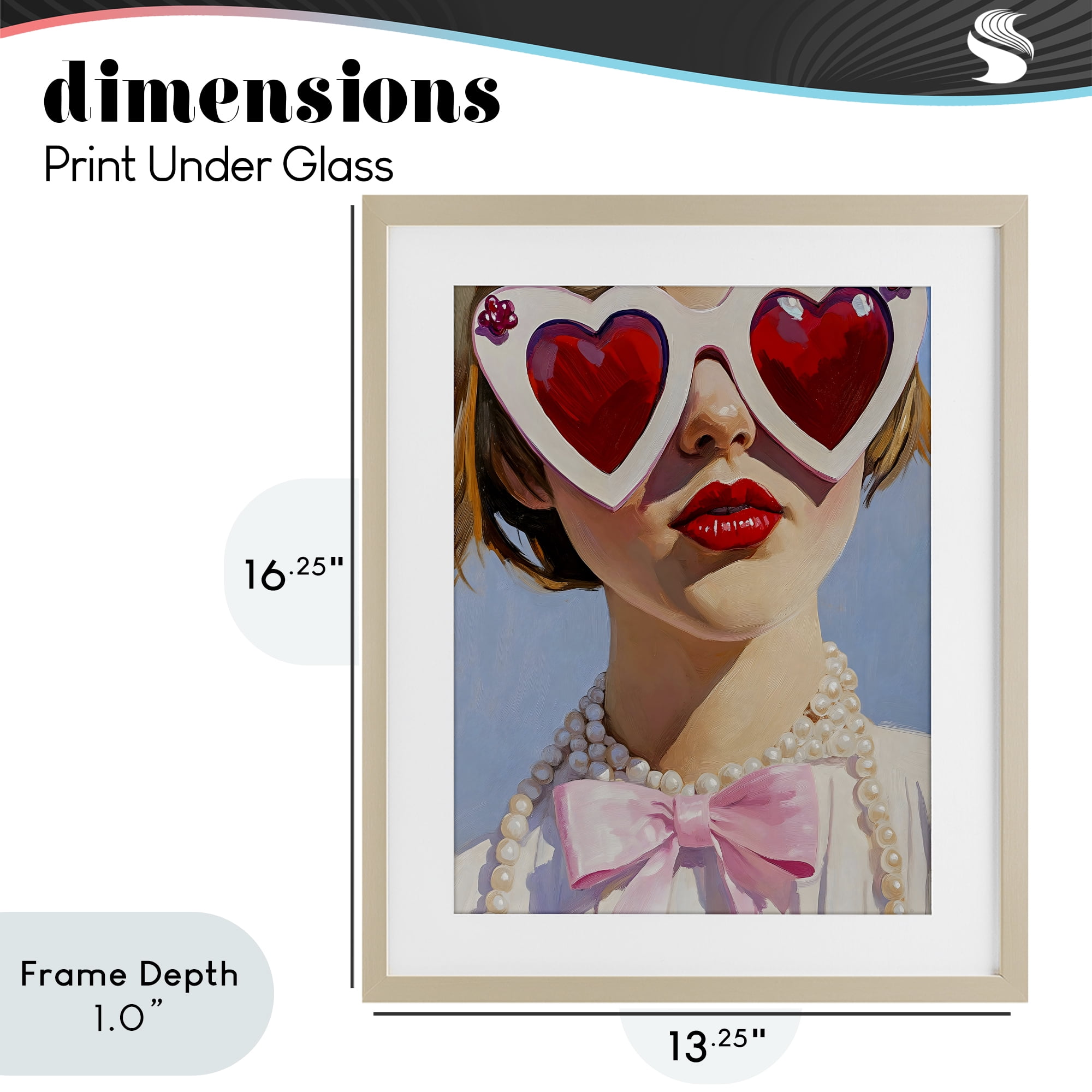 Stupell Industries Romantic Red Heart Glasses Birch Framed Print Under Glass, design by The Prints Vibe