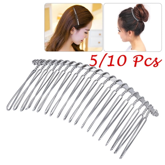 ELAYARD 5-Pack Metal Hair Clip Combs, Iron Wire Hair Clasp Veil Combs for Women and Girls, White Color