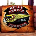 thumbnail image 2 of Manta de Hells Angels Sons of Anarchy Hell Riders, Decke,deka, couverture,viltti,koc, 담, deken,cobertor,frazada, täppe, teppe, 2 of 4
