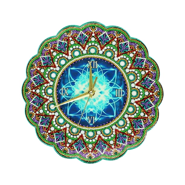 Cuadros Decorativos Mandala Reloj de pared DIY Forma especial Diamantes de imitación Punto de cruz Artesanía de cristal Wdftyju embutido en tela