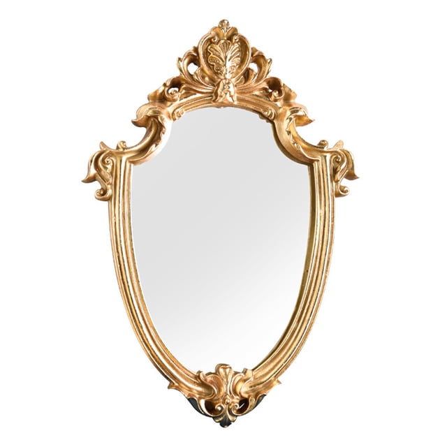 European Style Golden Makeup Mirror for Decoration Synthetic Resin Elegant and Stylish
