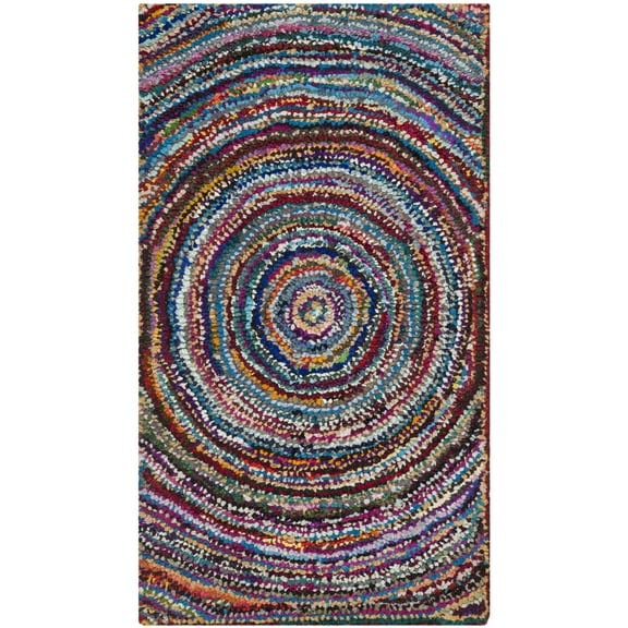 SAFAVIEH Nantucket Tegan Geometric Circles Cotton Area Rug, Multi, 2'3" x 4'