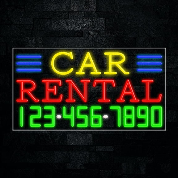 Car Rental-LED Neon Sign 33"L x 18"H #35055