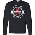 thumbnail image 3 of Inktastic Heart Health Awareness Month February with Red Ribbon Badge Long Sleeve T-Shirt, 3 of 5