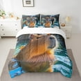 thumbnail image 2 of YST Ensemble Douillette Capybara Papillon Mignon, Ensemble de Lit 7 Pcs, Format Double, Polyester, 2 of 5