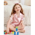 thumbnail image 3 of Arshiner Girls Pajamas Silk Satin Pajama Set 2 Piece Button Down Pjs Ruffle Sleepwear, 3 of 5