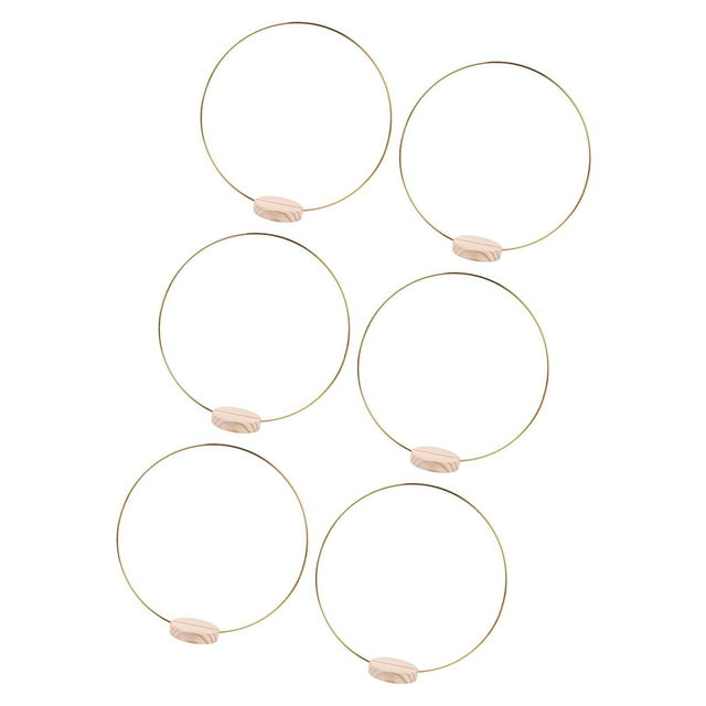 6 piezas de aros florales de metal para boda, corona de macramé con soporte de madera para cumpleaños Dia 30 cm