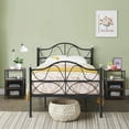 thumbnail image 1 of VECELO 3-piece Bedroom Set, Metal Bed Frame and 2 Brown Nightstands, Twin Size, 1 of 8