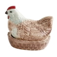 thumbnail image 2 of Cesta para huevos de gallina, contenedor de almacenamiento de huevos, decoración decorativa de cocina, soporte para huevos de gallina, soporte para Cerámica Marrón, 2 of 8