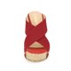thumbnail image 5 of Sandalias De Cuña De Plataforma Abierta De Lino De Dedo Abierto Para Mujer Rojo-1 36, 5 of 7