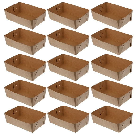 50 Pcs Kraft Paper Food Trays for French Fries Sushi Disposable Paper Boxes Wrapping Containers for Snacks and Takeout