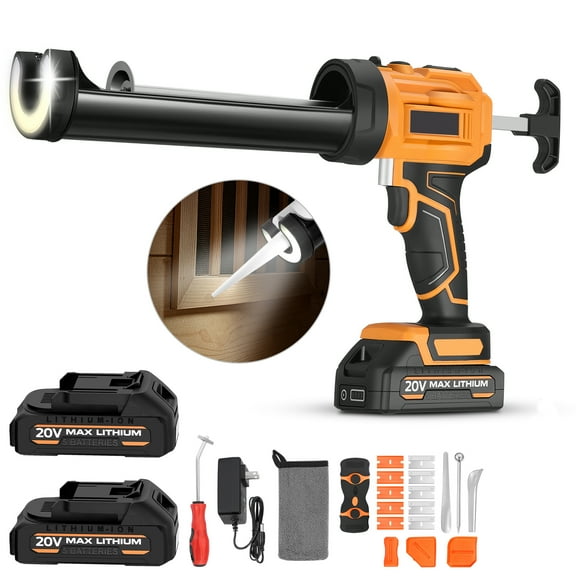 SPEEDWOW 10oz Cordless Caulking Gun Kit, 20V Battery Powered Sealant Tool with 2x 2.0Ah Batteries, 4-Speed Adjustable, Drip-Free, LED Light
