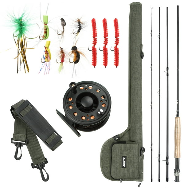 9' Fly Fishing Rod and Reel Combo with Carry Bag 10 Flies Complete Starter  Package Fly Fishing Kit Green-28010-TA7