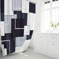 thumbnail image 2 of Navy Blue Fabric Shower Curtain - Geometric Water Repellent Shower Curtain Set 72x72, 2 of 7