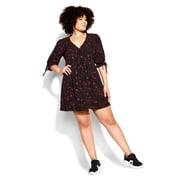 CCX Womens Plus Aaliyah V-Neck Short Fit & Flare Dress