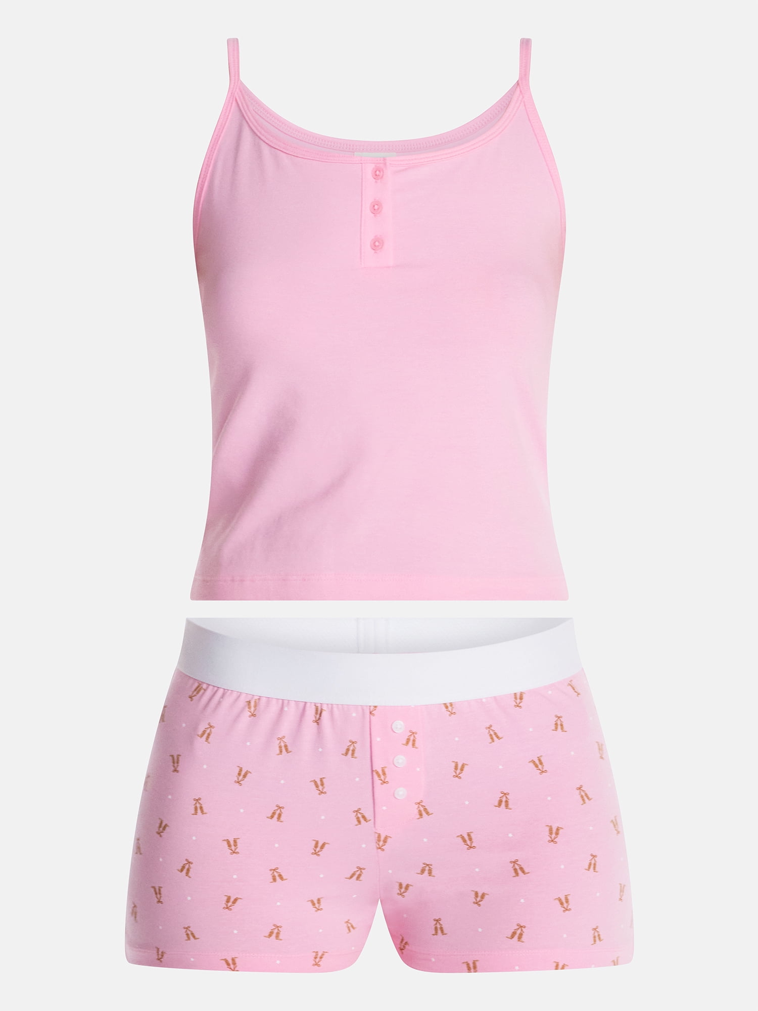 No Boundaries Women’s and Women’s Plus Cloud Core Sleepwear Cami and Boxer Shorts set, 2-Piece, Sizes XXS – 3X