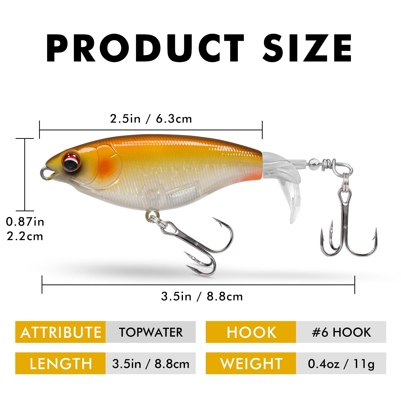 TRUSCEND Popobait Fishing Lures with BKK Hooks, Easy Catch: Instant Startup, Longer Cast, Balanced Spray/Sound/Swim, Topwater Plopper Bait for Bass, Walleye, Catfish, Pike, Great for Family Fishing