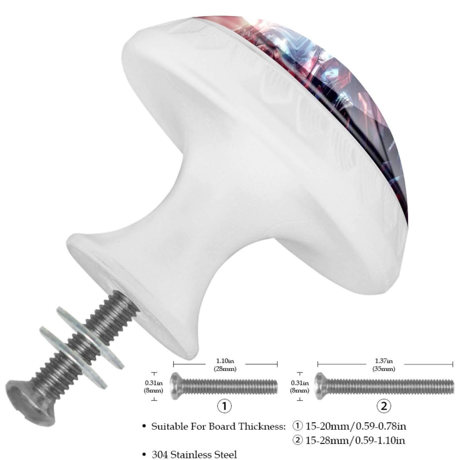 4 Pcs Cow American Flag Knobs for Kitchen Cabinet Cupboard Dresser Bookcase Drawer Pulls Handles Round Home Decor