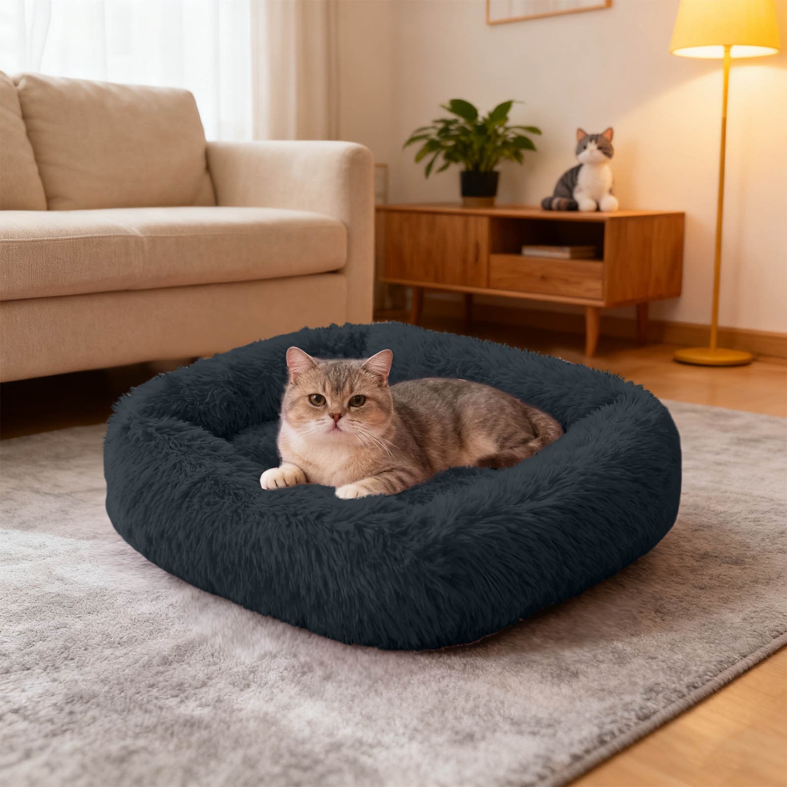 Pet Comfort Haven Cat and Dog Bed Calming Cushion with Self-Warming Indoor Outdoor Sleeping Solution for