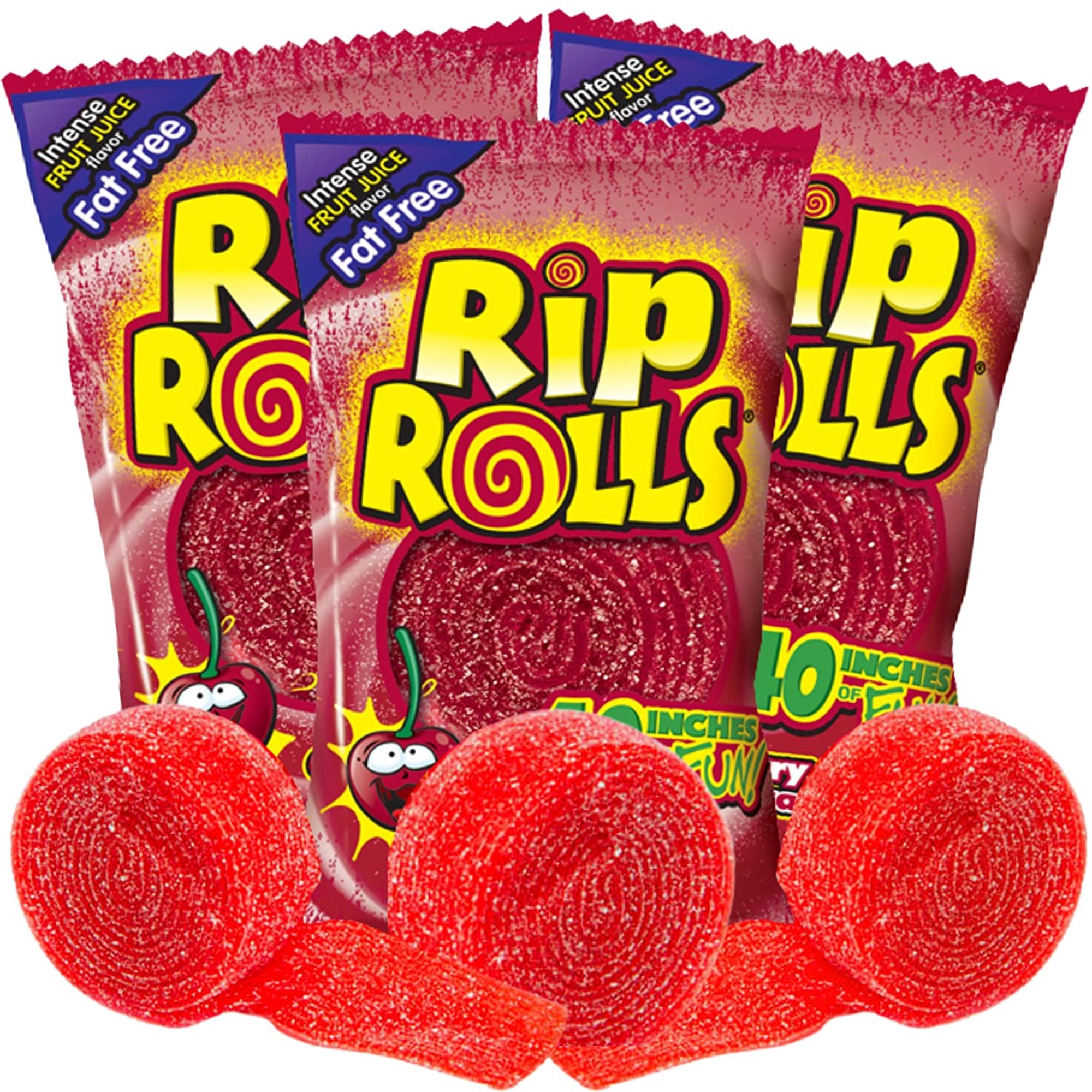 Sour Licorice Rolls, Individually Wrapped Gummy Candy, Pack of 3, 1.4