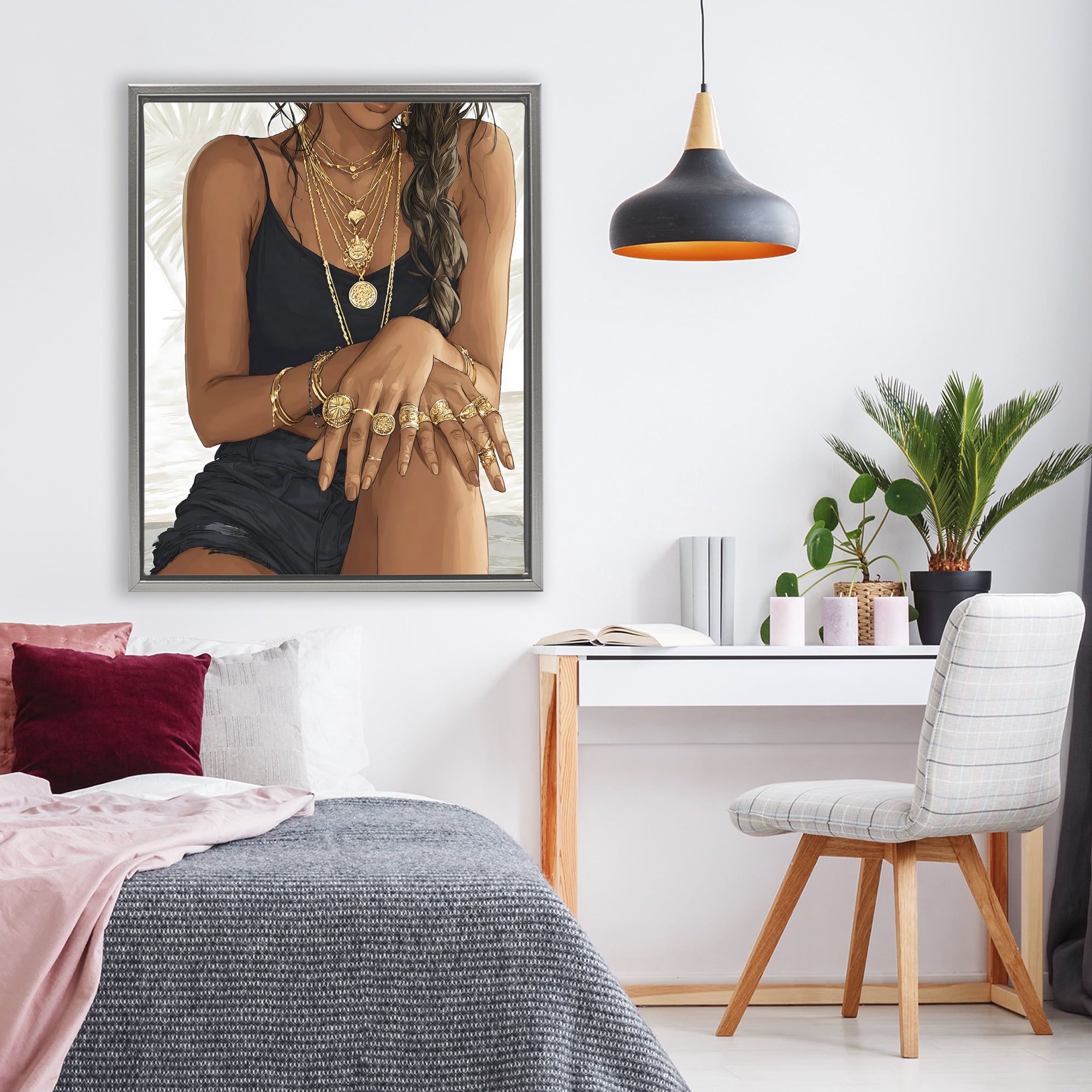 Stupell Industries All The Bling Adornments Gray Framed Floater Canvas Wall Art, design by Franklyn Gregory