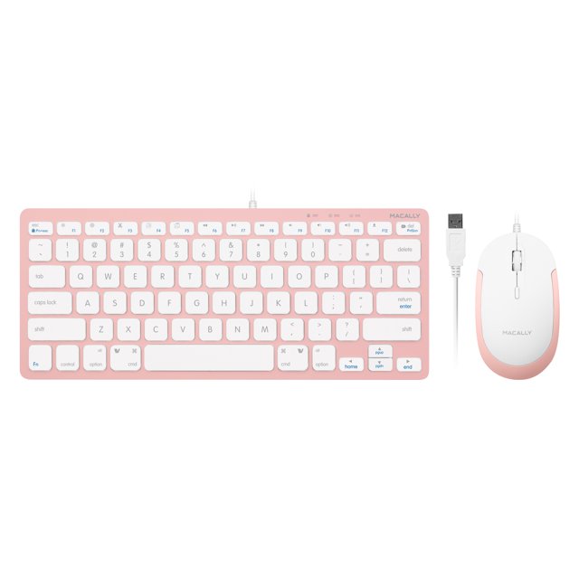 Macally Compact USB Wired Keyboard & Mouse Combo For Mac and PC