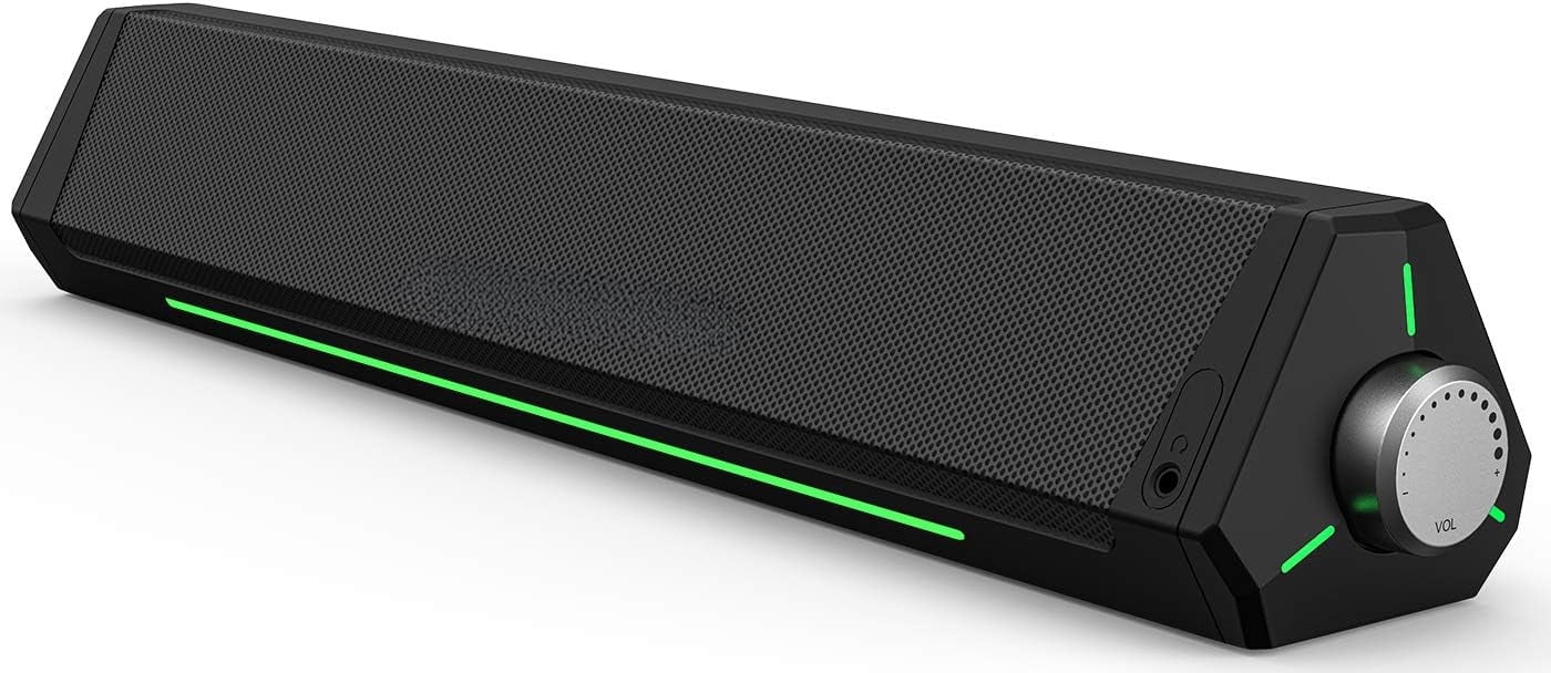 Bluetooth Computer Speakers, USB Powered Soundbar with HiFi Stereo and 3.5mm Aux-in, for PC, Laptop, Desktop Monitor, Tablets