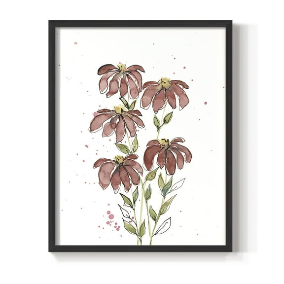Watercolor Blooms II Framed Print in Black Solid Wood 8 x 10 Framed Print