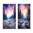 thumbnail image 2 of Designart "Winter Twilight Among Pine Trees II" Tree Pine Framed Wall Art Set Of 2 - Pink Floral Framed Canvas Set For Living Room Decor, 2 of 7