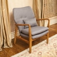 thumbnail image 3 of GDF Studio Ventura Mid Century Modern Fabric Club Chair, Gray Fabric and Walnut, 3 of 8