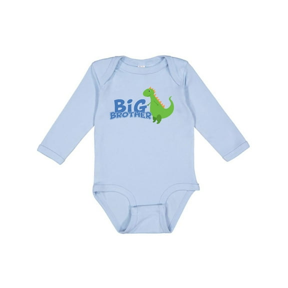 Inktastic Big Brother Green Dinosaur Boys Long Sleeve Baby Bodysuit